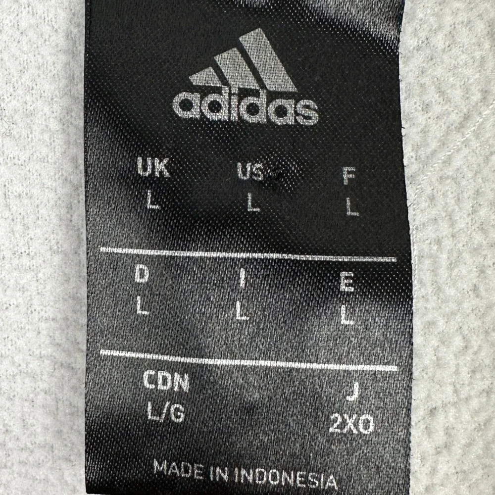Adidas Hoodie Mens Large ClimaWarm Full Zip Grey 3-Stripe Fleece Jacket Pocket